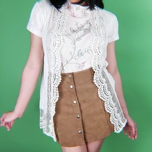 Angel White Crochet Throwover Cardigan